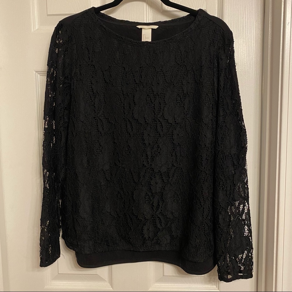 Black Lace Longsleeves with Fleece Layer